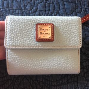 Sky blue, pebble grain small flap Dooney wallet